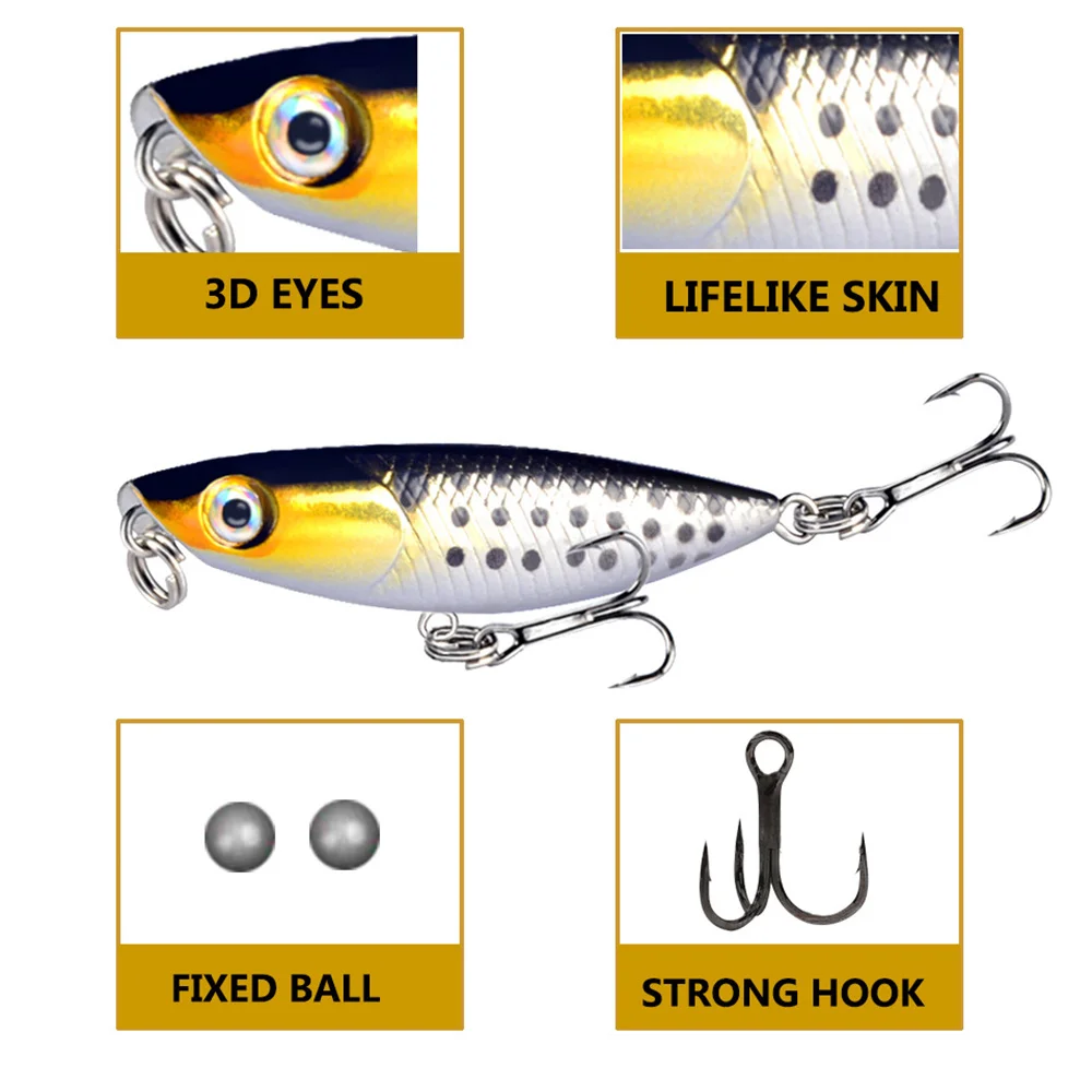 Señuelo de Pesca Minnow, cebo duro Topwater de 45mm/1,8g, plantilla Wobbler, cebo Crankbait, carpa, lubina rayada, aparejos de Pesca SwimBait - imagen 3
