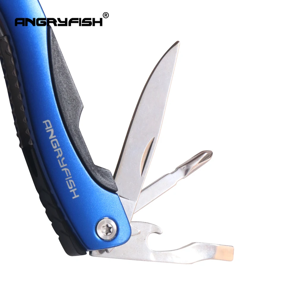 ANGRYFISH-Alicates de pesca multifunción plegables, removedor de anzuelos de pesca, abrazadera de pesca, herramientas de aparejos, azul, L5 - imagen 2