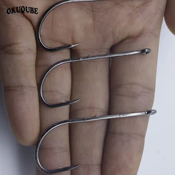 50 unids/lote de anzuelos de pesca con doble soporte para cebo, anzuelos con púas, anzuelo afilado de acero al carbono de vástago largo para playa y anzuelos con cebo vivo