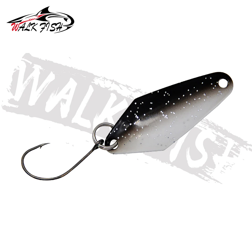 Caminar pescado 6 unids/lote 3,2 cm 2,3g cebo de pesca cuchara metálica de pesca cebo trucha bajo cucharas pequeñas duro lentejuelas giratorias cuchara - imagen 5