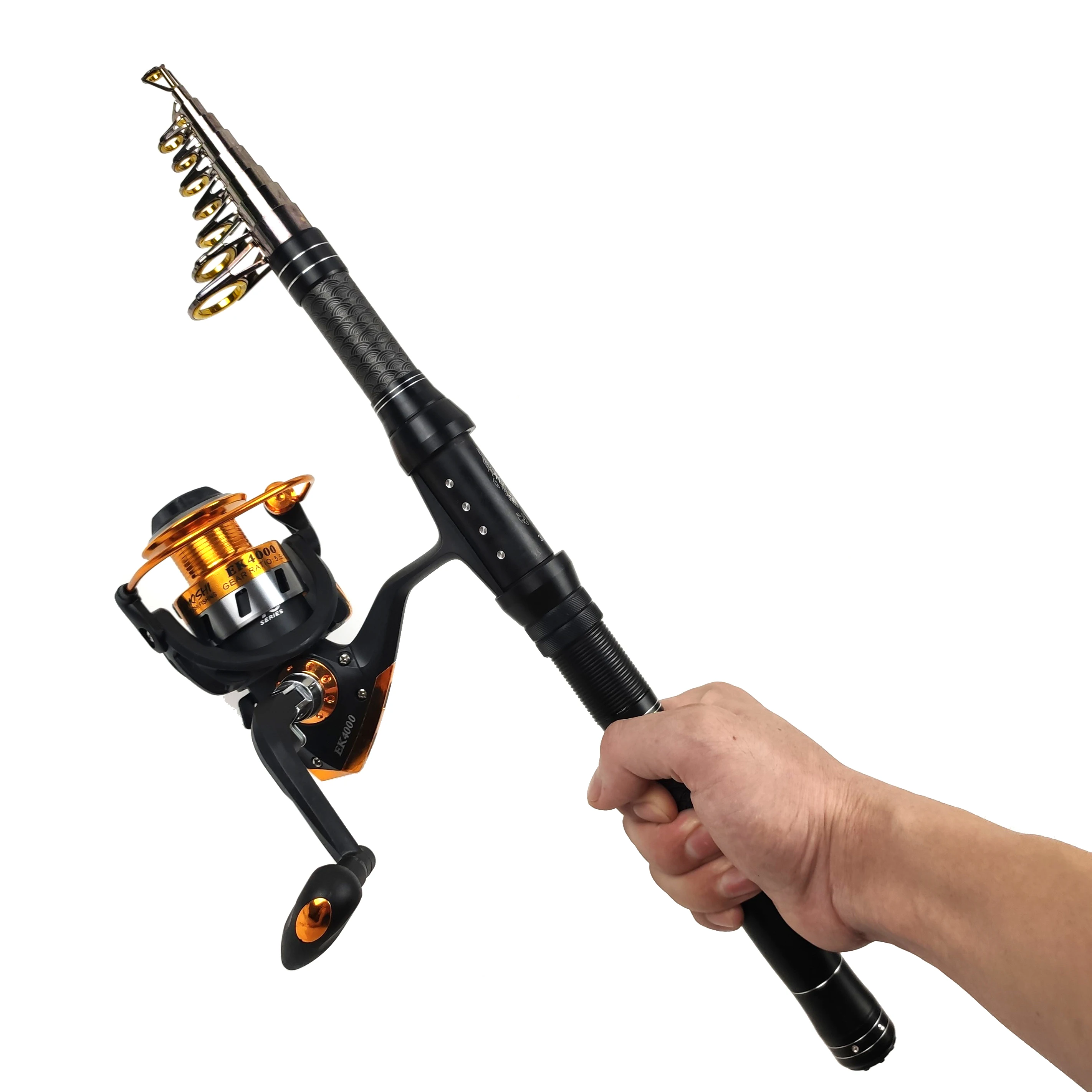 Combo de caña de pescar telescópica, kit completo de caña de viaje de carbono con carrete giratorio, Juego de pesca de lubina, carpa, Lucio, alimentador, 1,8-3 m - imagen 2