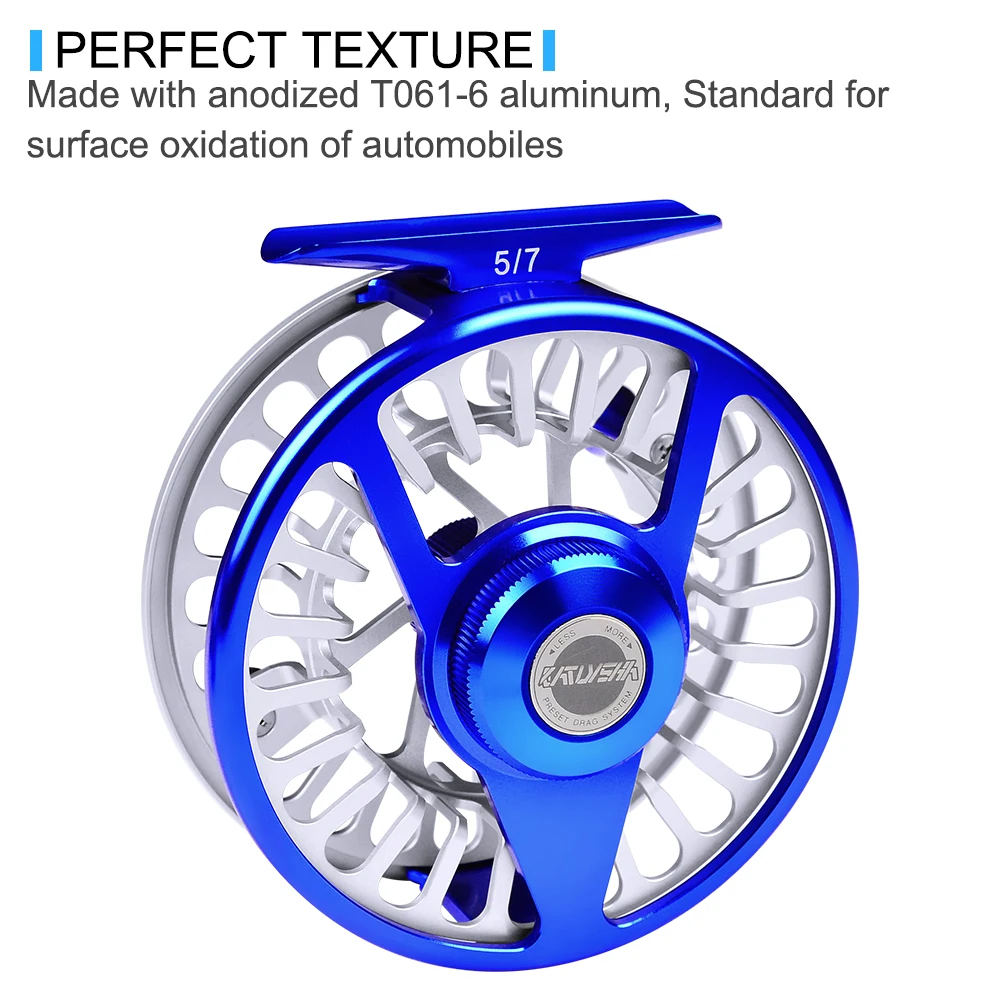 PROBEROS-carrete de pesca con mosca, máquina CNC, mango derecho e izquierdo, aluminio, Color azul y plateado, rueda BB 3 + 1 - imagen 4