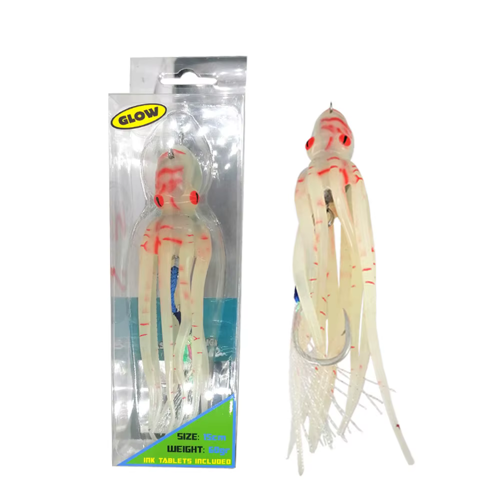 Cebo de arrastre por chorro de tinta Calamar, 60g, señuelo UV, pulpo, falda de Calamar, Pesca de arrastre, Marlin, barco de atún, Leurre, 1 unidad - imagen 5