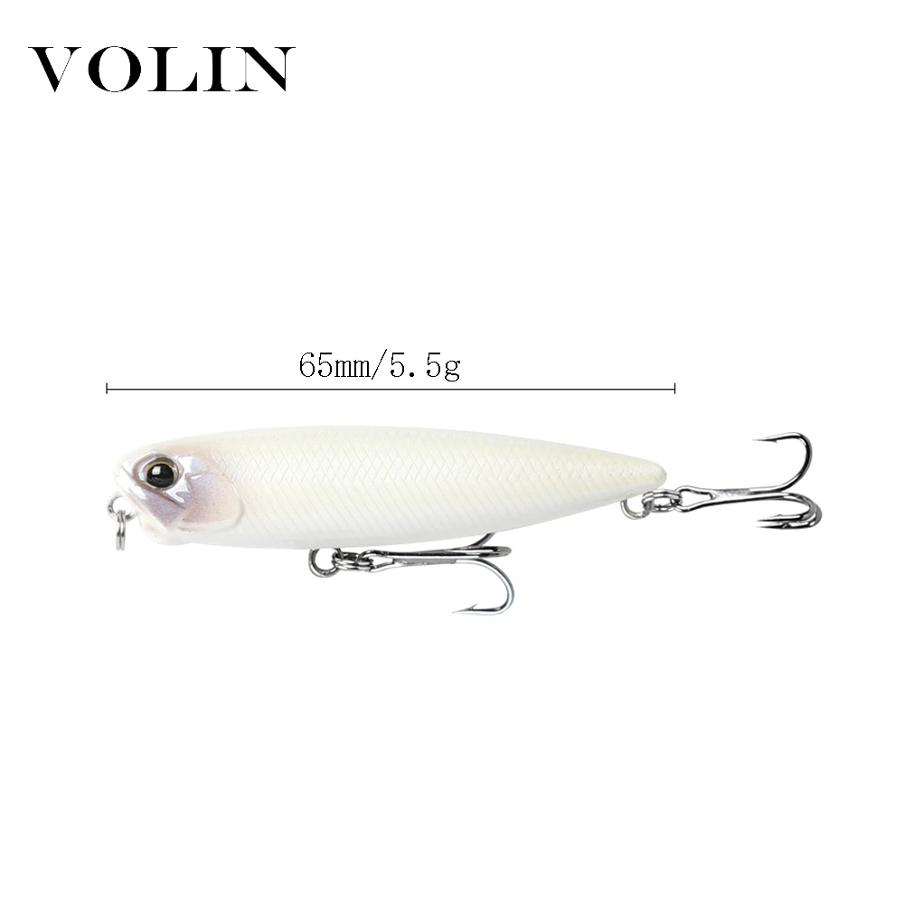 VOLIN-señuelo de Pesca de lápiz flotante Topwater, cebo duro Artificial, aparejos de Pesca, 65mm, 5,5g, 1 ud. - imagen 2