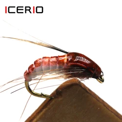 ICERIO-señuelo Artificial para pesca de trucha, 6 unidades, ninfa, Scud, cebo Artificial, #12