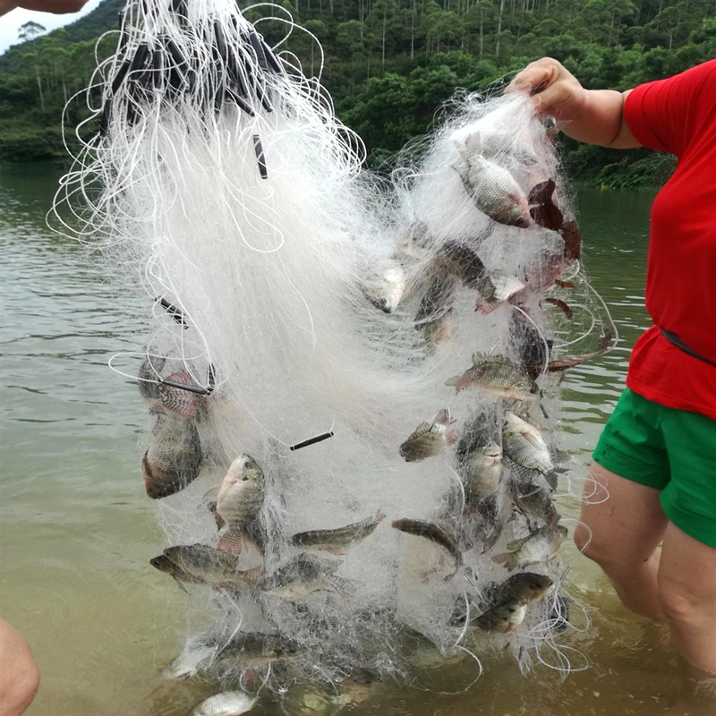 Red de enmalle de tres capas, monofilamento finés, red de pesca de nailon con trampa flotante para peces al aire libre, 1,2 metros de alto y 50 metros de largo - imagen 3