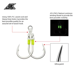 Anzuelos Assist Dobles Luminiscentes JK PACJ – Pesca en agua salada