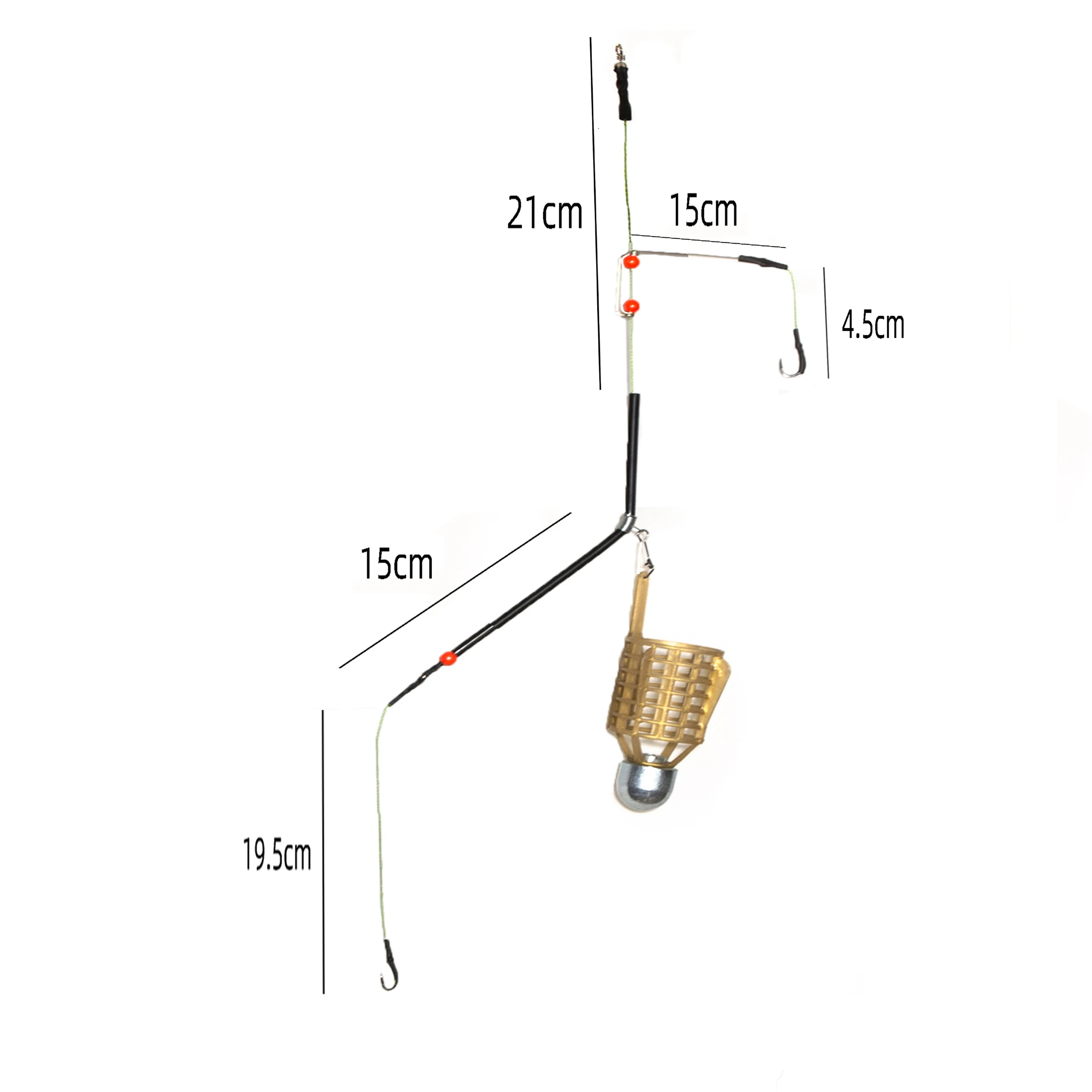 Jaula de señuelo de pesca con ganchos de línea, 20G-80G de longitud, 47CM, alimentador de cebo de peces, soporte de cesta, accesorios de pesca - imagen 3
