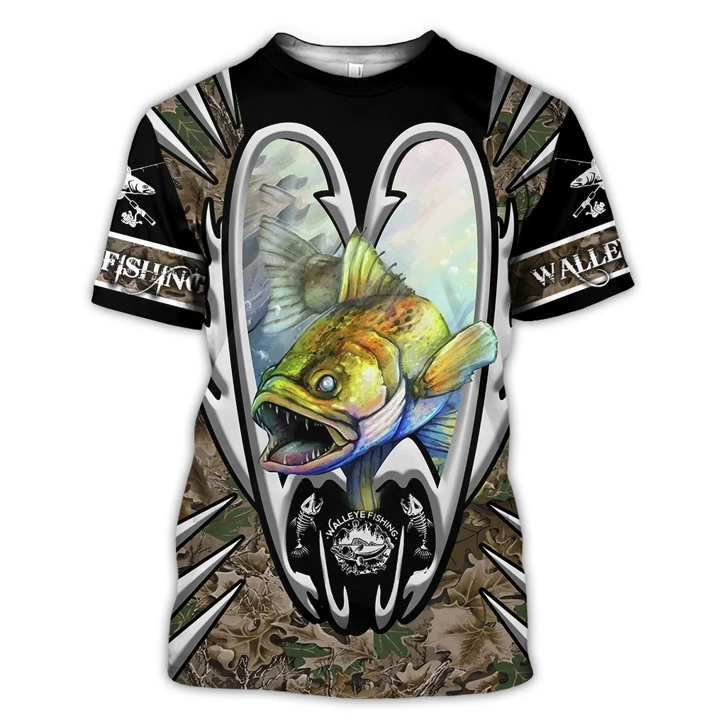 Camiseta de pesca manga corta con estampado 3D de lubina para hombre - imagen 5