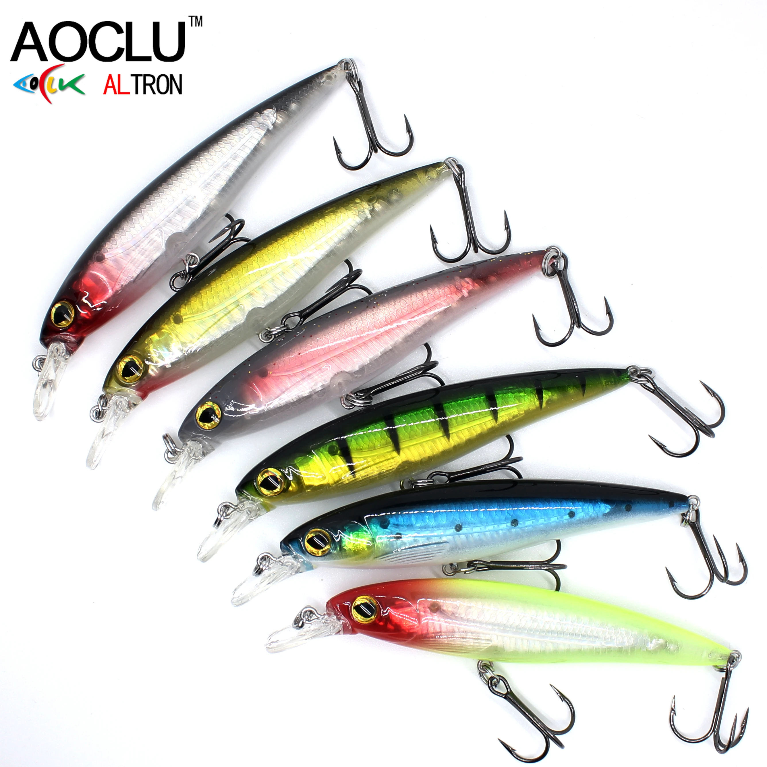 AOCLU-Cebo duro para pececillos que se hunde, gancho VMC, holograma de pared, bolas móviles, barco sonajero, trucha asesina, buceo profundo, 1,0 m, 100mm, 12,4g - imagen 5