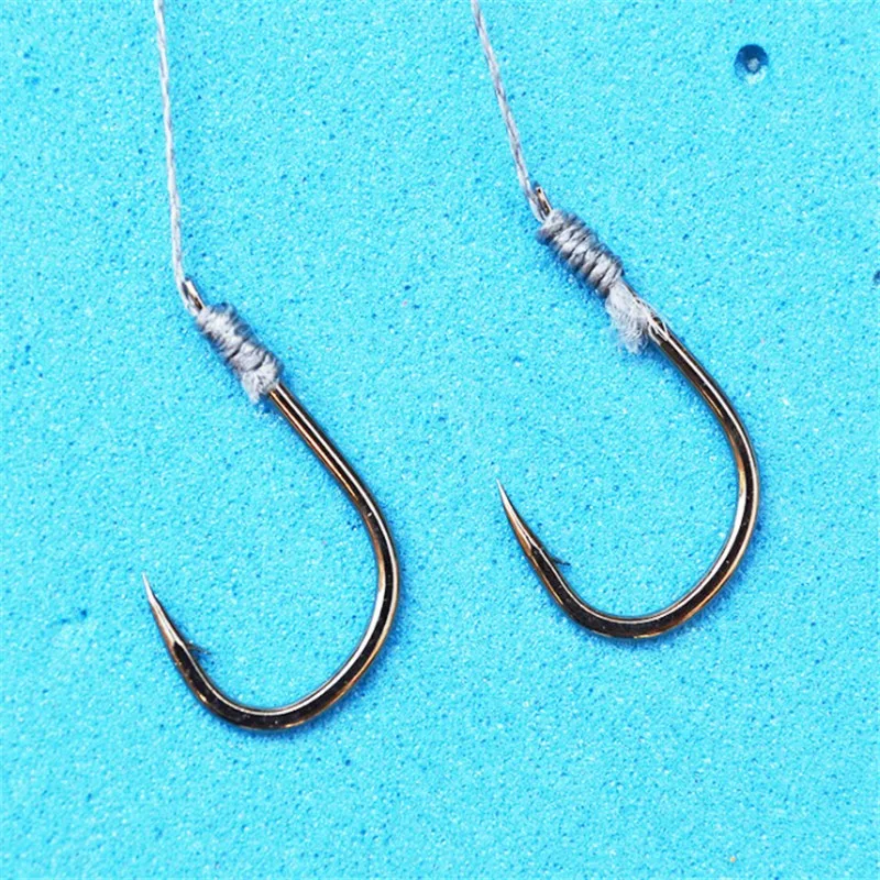 Cadena de manivela de pesca, 10 piezas, Japón Series1 #-12 #, grupo de anzuelos de agua dulce, púas, aparejos Sabiki, Color níquel negro - imagen 3