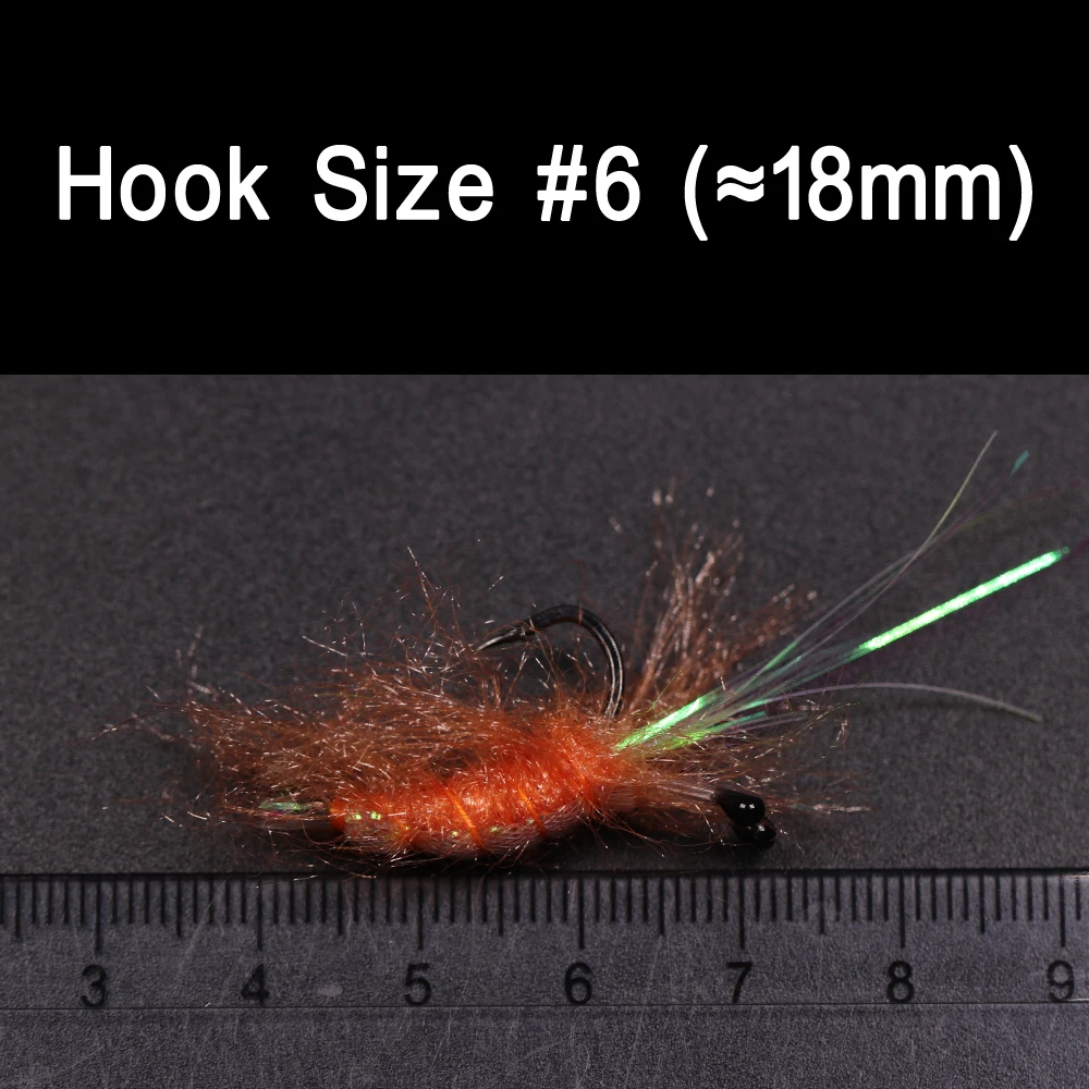 4 piezas # 6 señuelos de cebo de gambas artificiales de pesca con mosca de camarones de color naranja - imagen 2