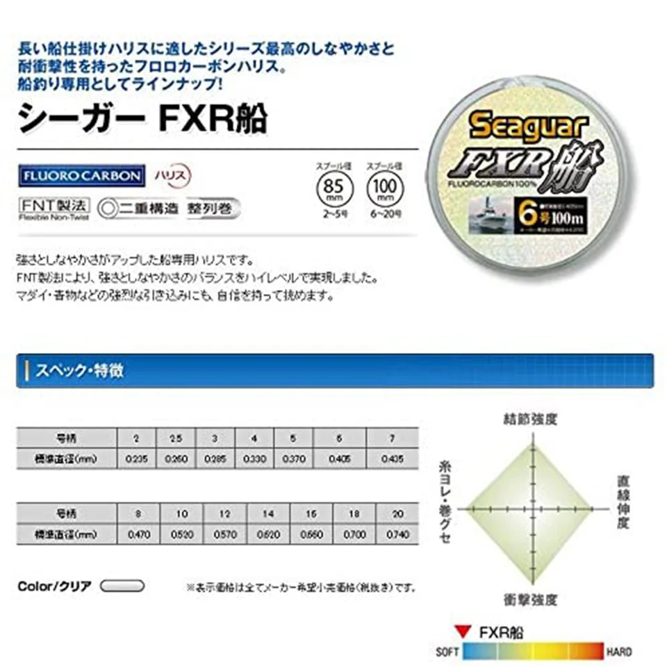 SEAGUAR-sedal de pesca FXR, Original para barco, 6LB-12LB, 100% líneas de pesca de fluorocarbono, 100M - imagen 2