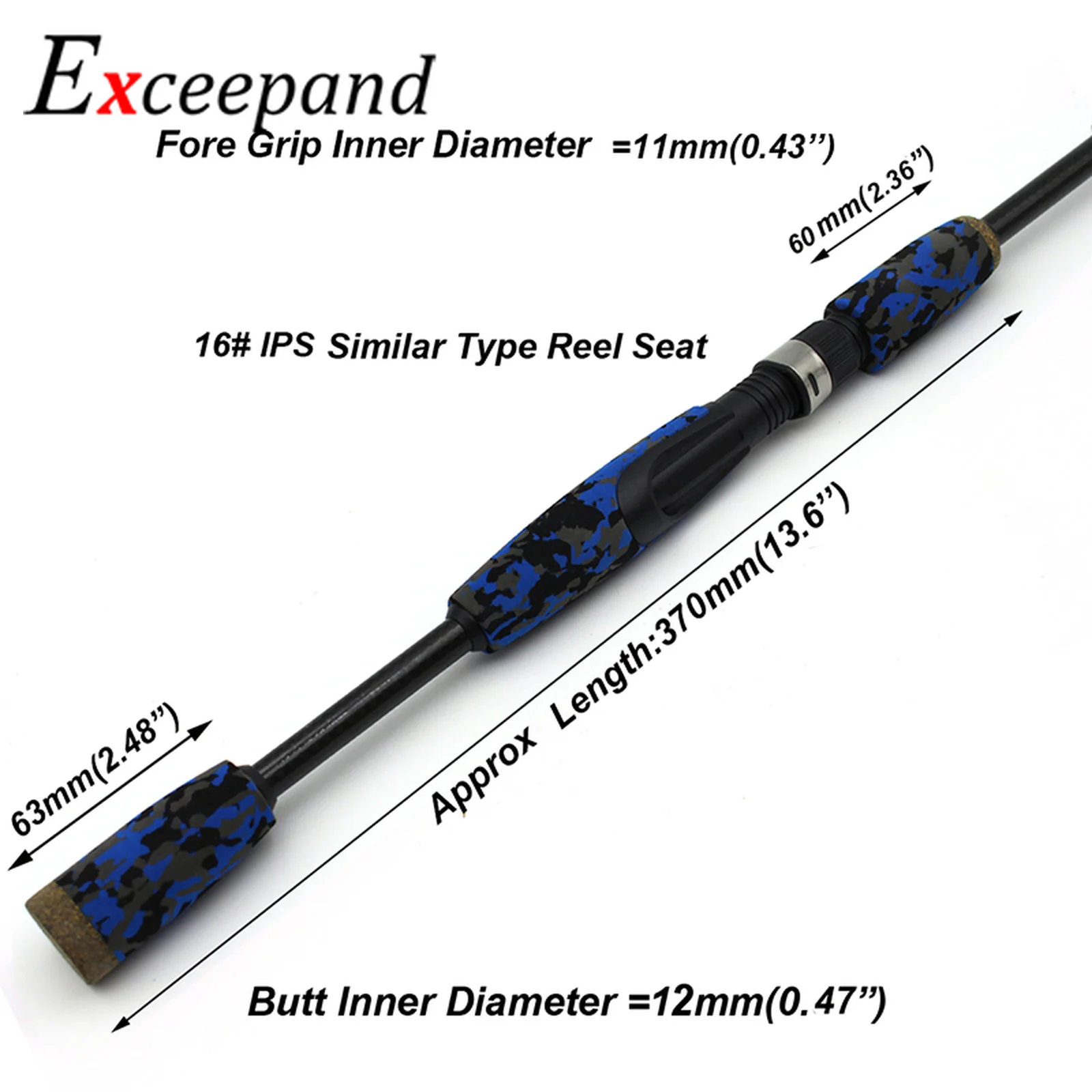 Exceepand-asiento de carrete Similar a IPS, mango de caña de EVA de camuflaje azul, agarre de caña de pescar giratoria, reparación de componentes de poste ultraligero dividido, 16 # - imagen 3