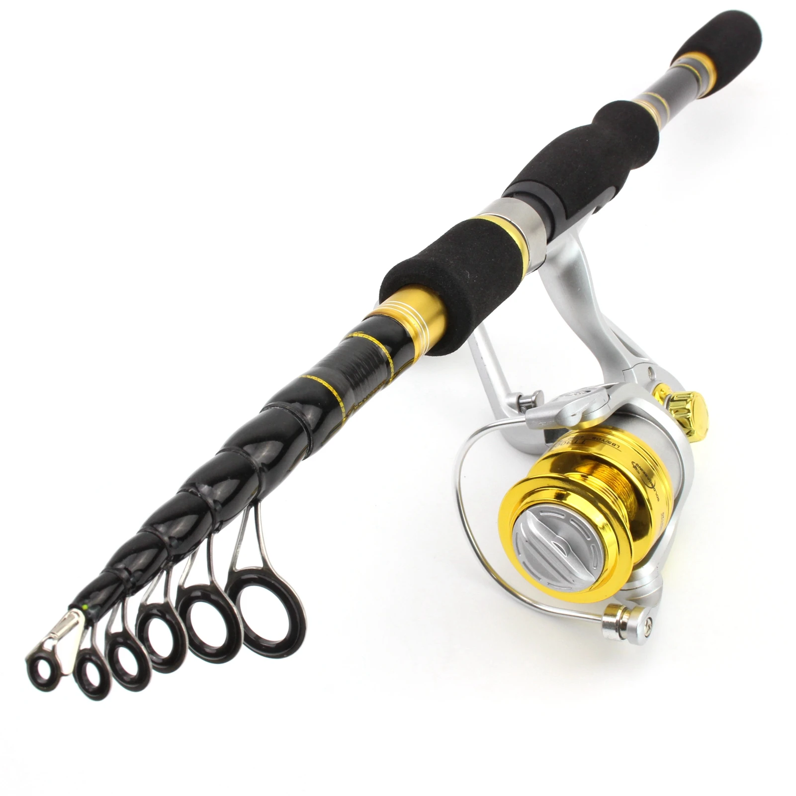 Caña de pescar de carbono y carretes giratorios, bolsa portátil de pesca, gancho de línea, juego de aparejos de pesca, 1,8 m, 2,1 m, nuevo - imagen 5