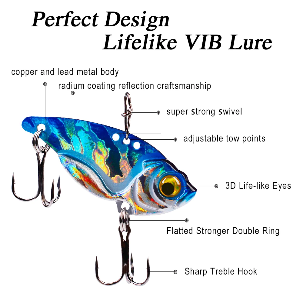 Proberos-señuelo de pesca de 7g-10g-15g, señuelo de cuchara grande con ganchos, de 6 colores cebo de pesca, VIB, cebo duro grande, nuevo conjunto, 5 uds./lote - imagen 3