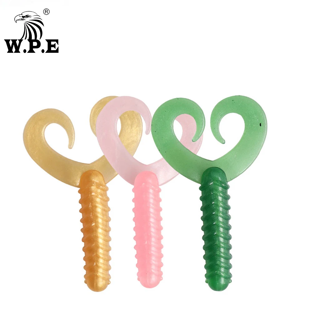 W.P.E-señuelo suave Multicolor, cebo de pesca de cola bifurcada de silicona, de goma, cuerpo suave, para nadar, para carpa, 75mm, 5 unidades por lote - imagen 5