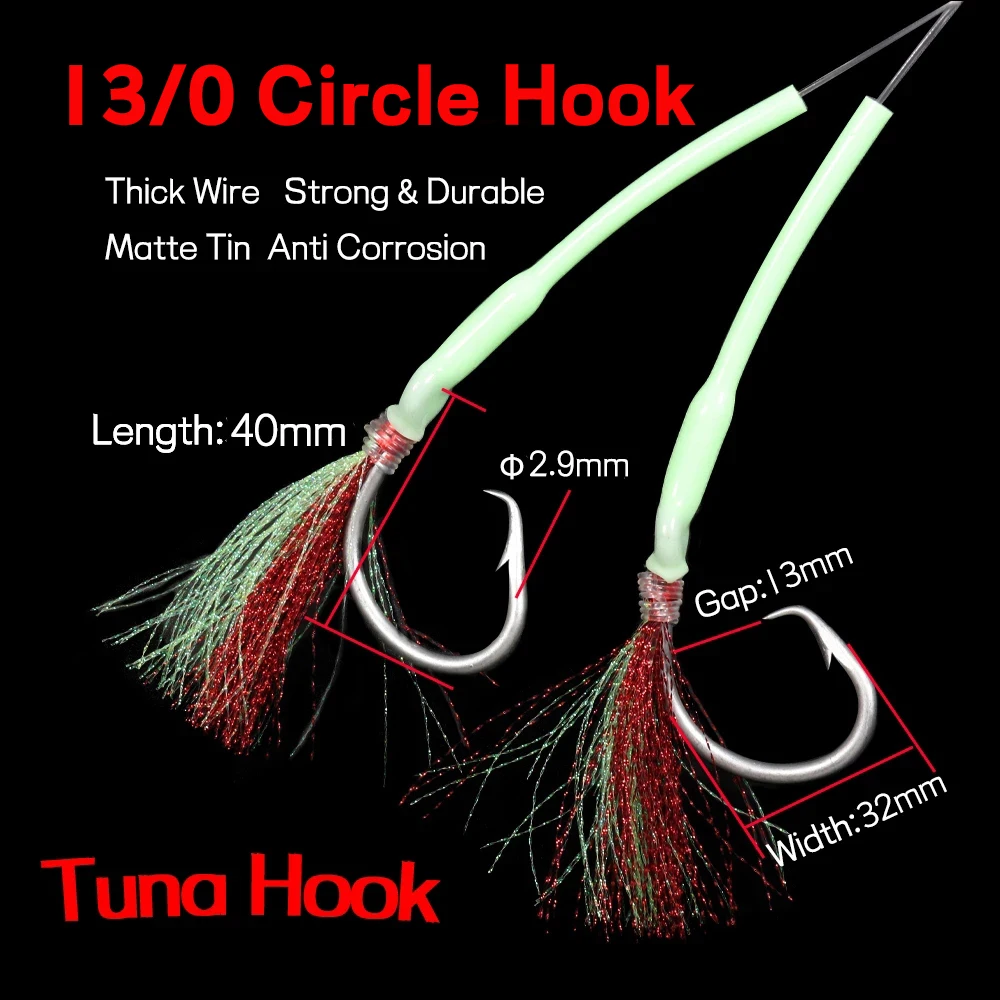 WIFREO-aparejo luminoso 13/0 Hapuka Groper Cod, anzuelo de atún para pesca de agua salada, 1 unidad - imagen 3