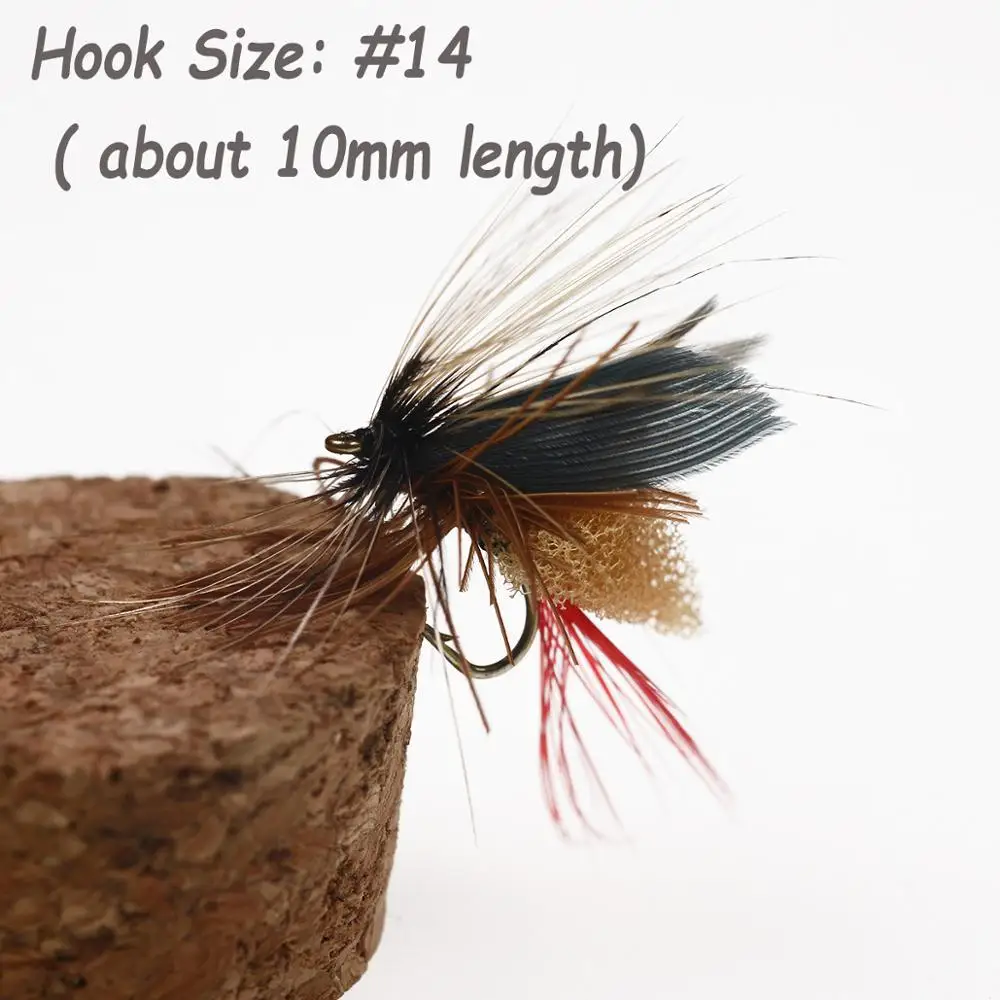 Wifreo 10PCS Mezcla de colores 14 # Pesca de trucha de espuma mosca seca Mayfly Caddis pesca señuelos con mosca - imagen 2