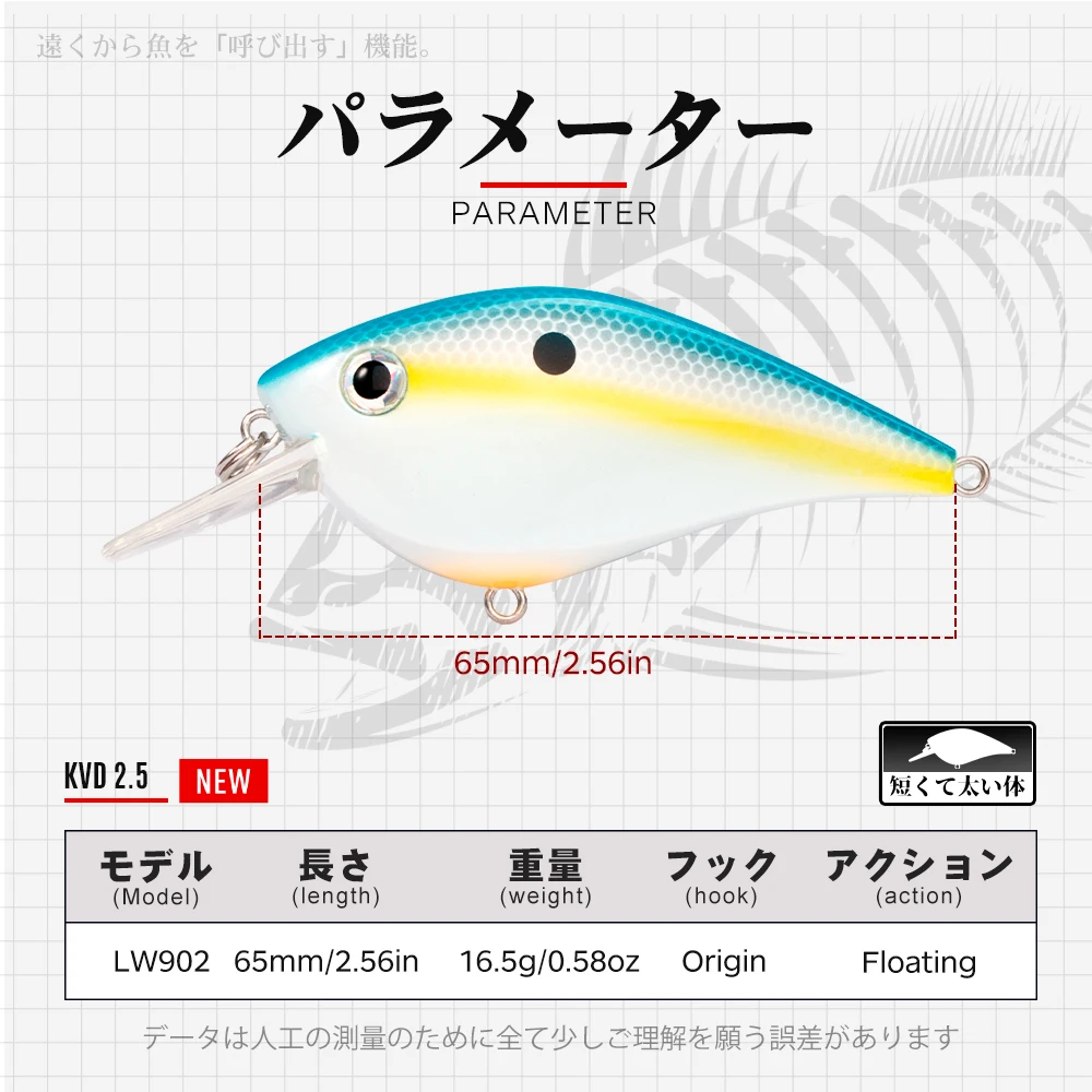 Hunt house-señuelo de Pesca flotante, 65mm/16,5g, Swimbait para trucha, lubina, Lucio, perca, KVD 2,5, Squarebill, Pesca Artificial - imagen 3