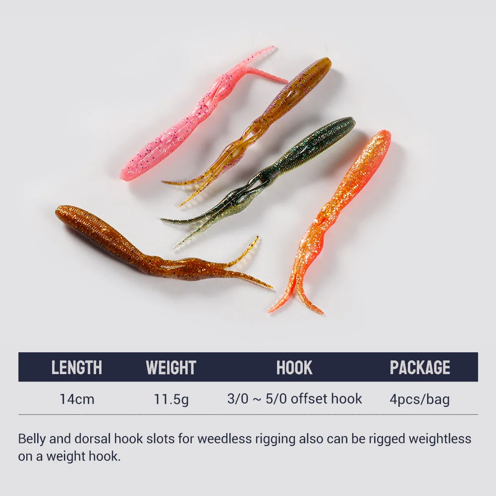 NOEBY Chunk Jig Trailer cebo suave de silicona 14cm 11,5g gusano Artificial Swimbait señuelos blandos para lubina aparejos de pesca cebos - imagen 2