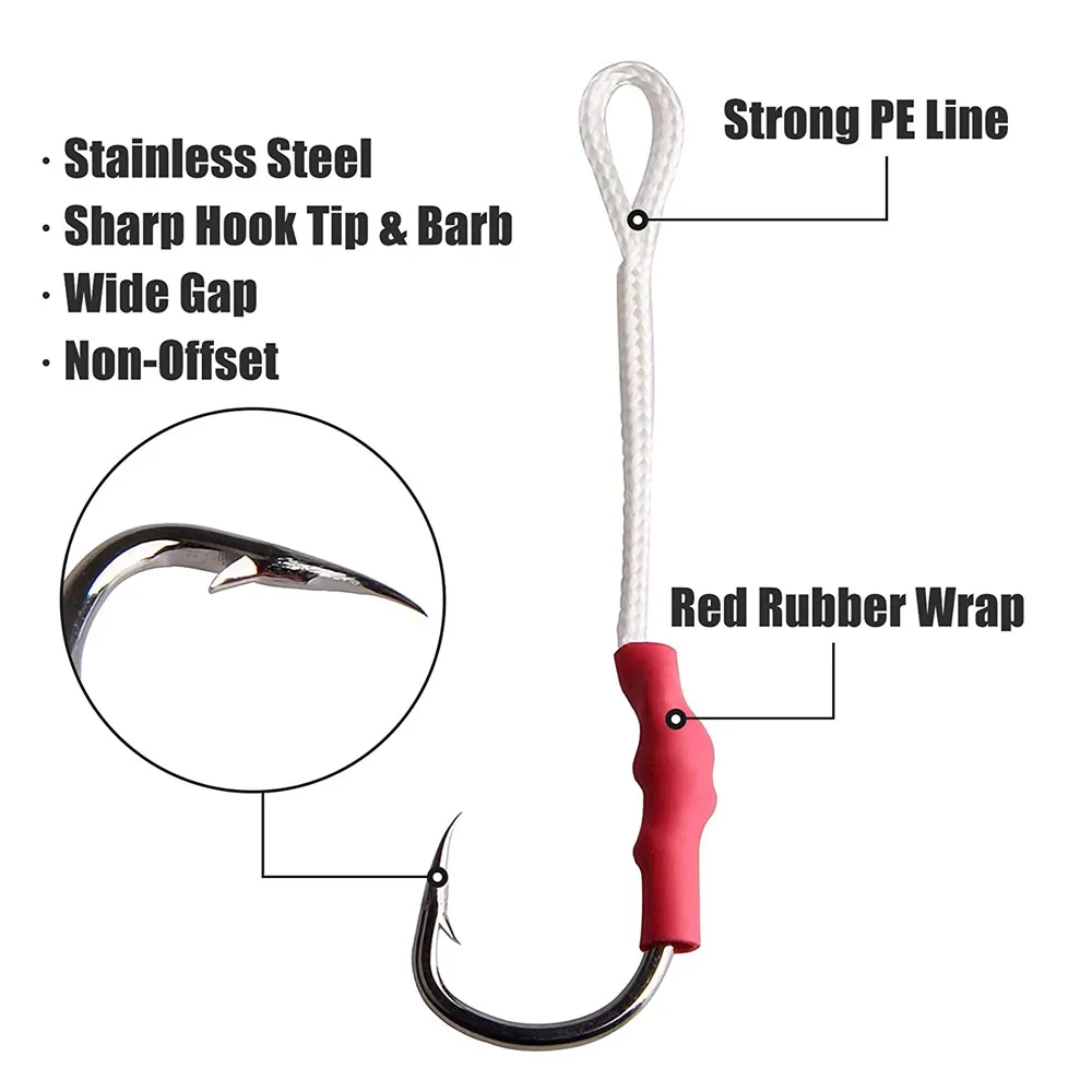 Anzuelo de pesca de plantilla lenta, anzuelo de Metal, anzuelo de asistencia para peces planos de bacalao, aparejos de pesca de agua salada, 50 piezas - imagen 4