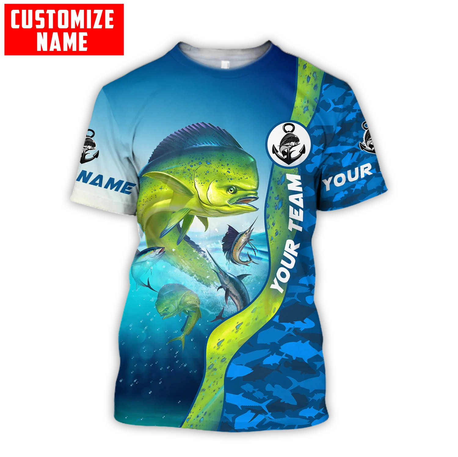 Camiseta con estampado 3D de camuflaje de pesca de atún para hombre, camiseta de manga corta Unisex con nombre personalizado, camisetas informales, moda de verano, TX242 - imagen 2