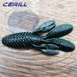 Ceril-señuelo de pesca suave de Camarón, cebo de silicona, Wobbler, Jigging, Lucio, giratorio, Twintails, Shiner, Swimbait Tackle, 90mm, 10 piezas
