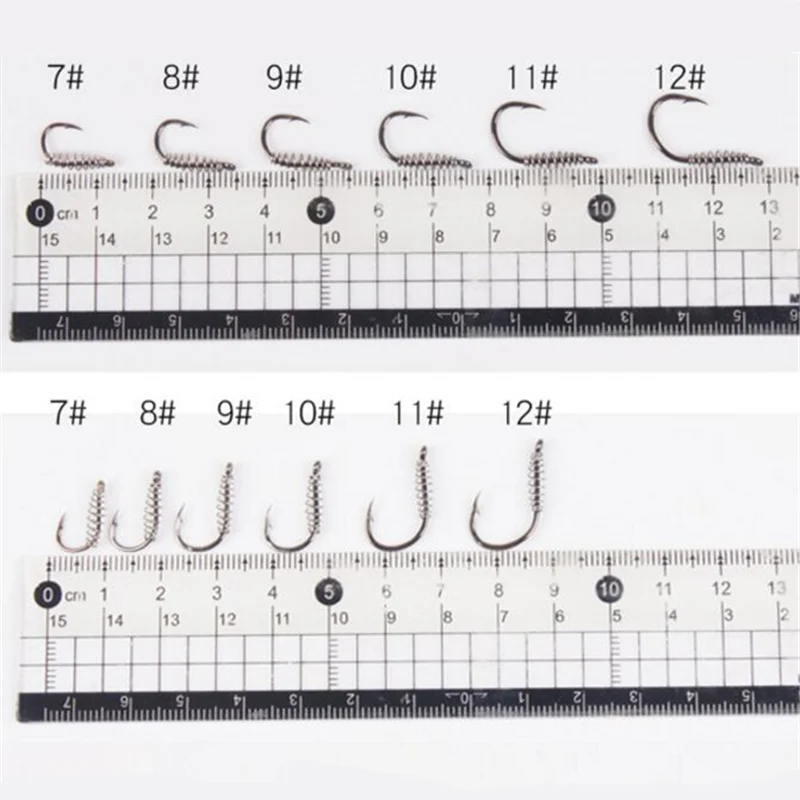 Anzuelo de resorte de acero de alto carbono con púas, anzuelos de pesca con mosca, accesorios de aparejos de pesca, plantilla giratoria, 10 unidades por lote - imagen 5