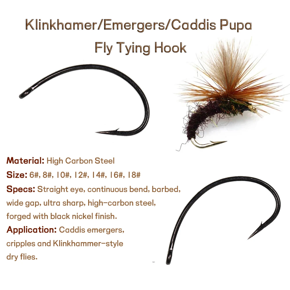 WIFREO-anzuelo de pesca con púas de gran espacio, gancho de atado de moscas, ojo recto, curva continua, anzuelos de pesca, 50 unidades - imagen 3