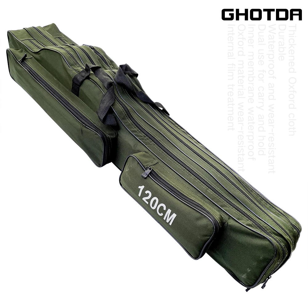 Bolsa de pesca de 150/130/120/110cm, multiusos, Material de lona grueso, funda duradera impermeable, bolsa para caña de pescar, bolsa de aparejos de pesca - imagen 2