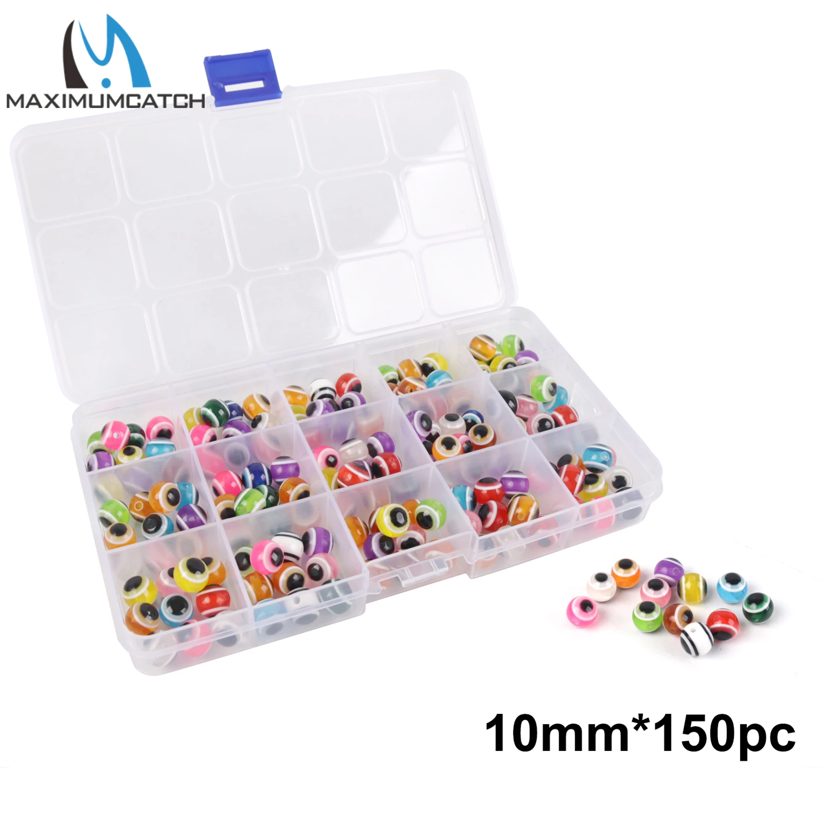 Maximumcatch 120 UDS-300 Uds cuentas de ojo de pesca colores mezclados surtidos 6mm/8mm/10mm/12mm cuentas de hilo de pescar con caja de plástico - imagen 5