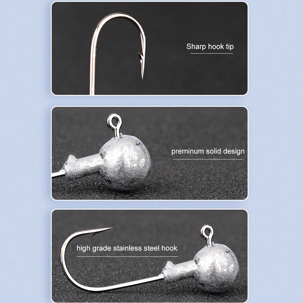 Anzuelo de pesca con cabeza, 1g, 1,5g, 2g, 2,5g, 3,5g, 5g, 7g, 10g, 14g, 20g, señuelos blandos, accesorios para peces de Lucio - imagen 3