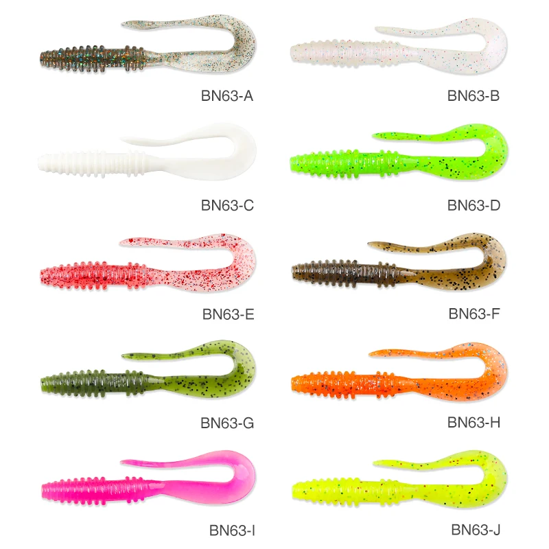 TSURINOYA 63mm 0,7g 40 Uds juego de luz cebo suave señuelo de pesca BOUNDEN gusano de silicona Artificial Ajing Bass Pike Swimbaits