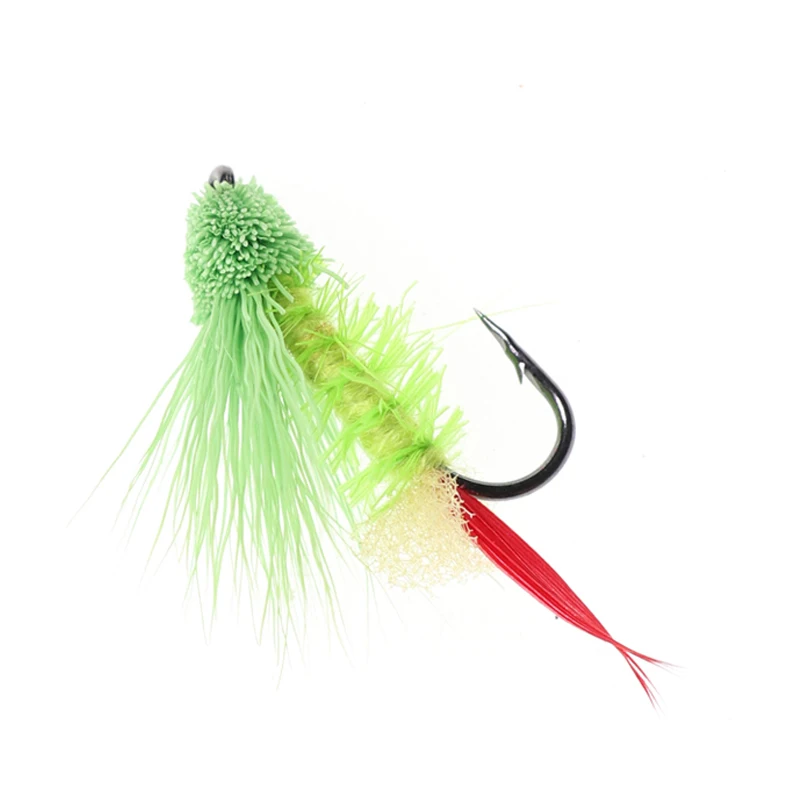 Bimoo 6 piezas # 4 moscas secas pelo de ciervo mosca terrestre Zuddler cigarra atractor trucha lubina pesca con mosca moscas señuelo negro oliva Natural - imagen 4