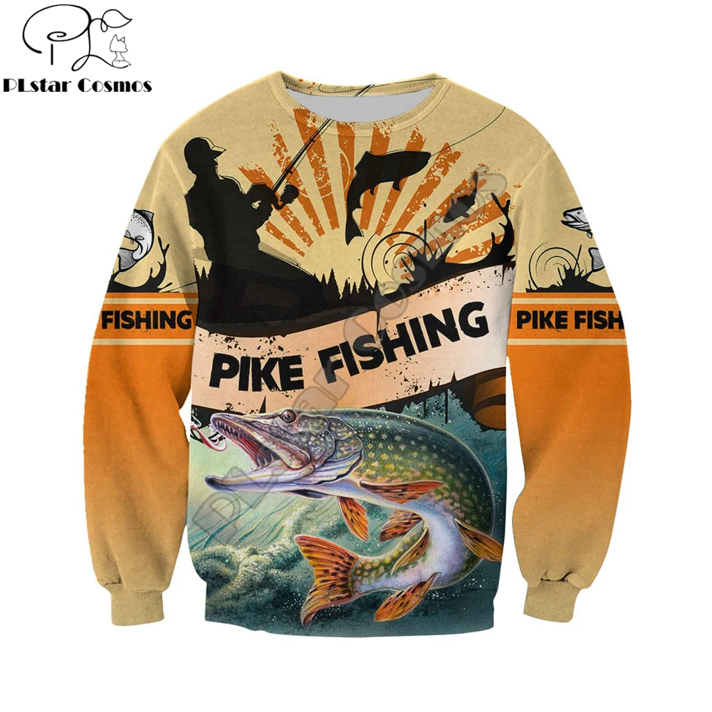 Hermoso Pike Fishing 3D completamente estampado Unisex Deluxe Sudadera con capucha hombres sudadera Zip pulóver chaqueta Casual chándal KJ311 - imagen 2