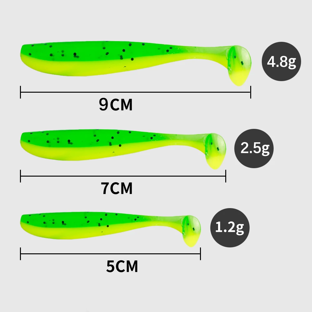 TIANNSII 10 Uds Señuelos de Pesca señuelos blandos Wobblers 50mm 1,2g fácil brillo cebos artificiales de silicona productos de pesca señuelos para pesca