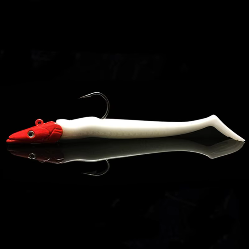 Juego de señuelos blandos de 11cm y 22g con cabeza de plantilla, cebos blandos Ultimate, para pesca en tierra y en barco, lubina, 5 unids/lote - imagen 3