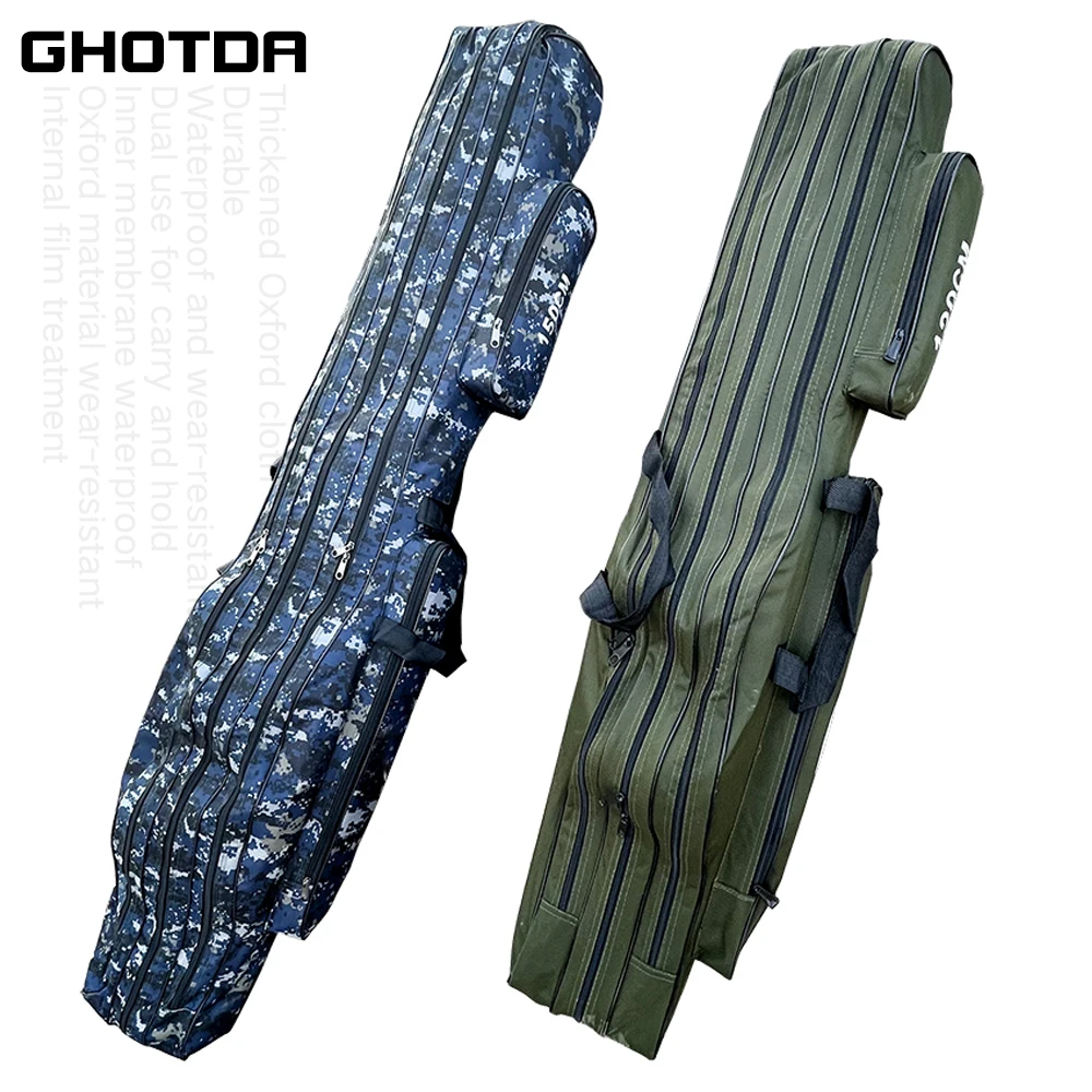 Bolsa de pesca de 150/130/120/110cm, multiusos, Material de lona grueso, funda duradera impermeable, bolsa para caña de pescar, bolsa de aparejos de pesca - imagen 3