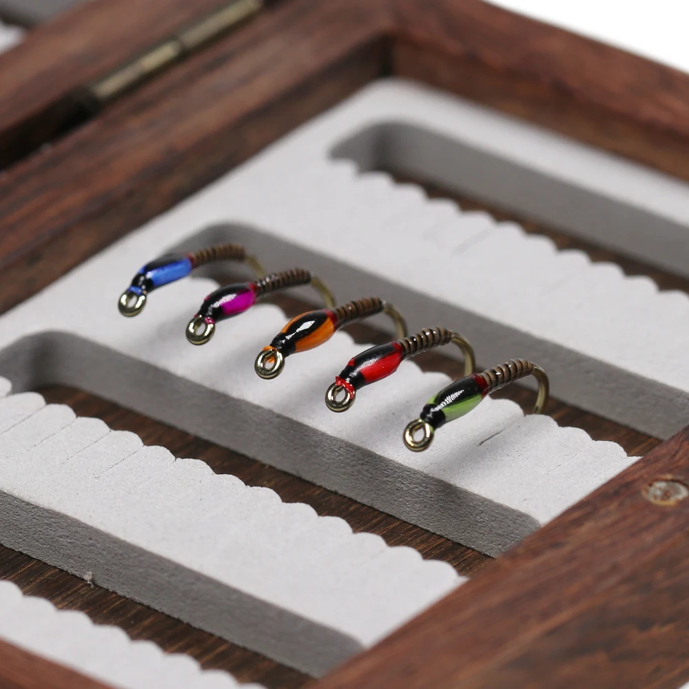 Bimoo 20 piezas surtido de moscas de ninfa epoxi Midge Hegene trucha pez blanco cebo de pesca señuelos artificiales UV rosa roja # 10 # 12 # 14 # 16 - imagen 4