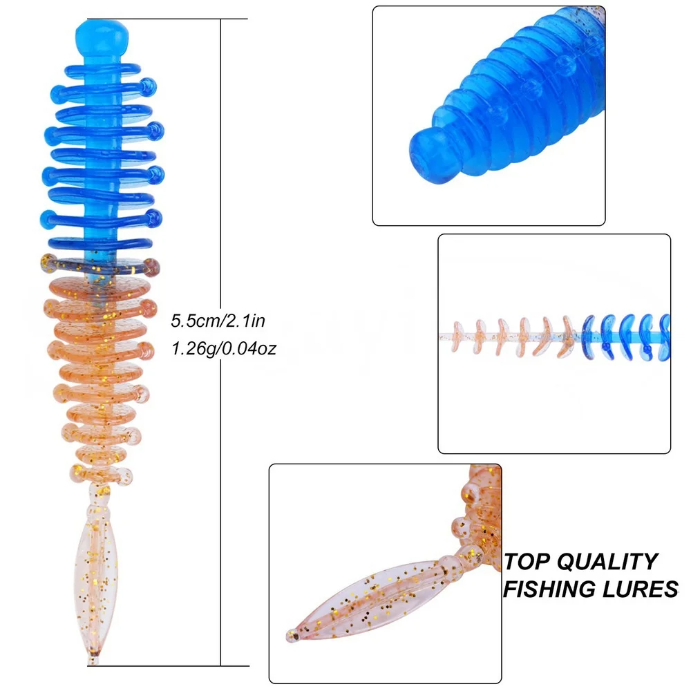 FLYSAND-señuelo de pesca de silicona, cola de aguja, 5,5 cm, 1,2g, cebo blando roscado, biónico, pesca al aire libre, 20 unids/bolsa - imagen 2