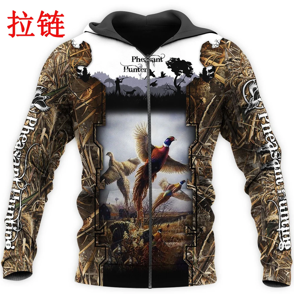 Sudadera con capucha con estampado 3D de caza de faisán, sudadera Huntaholic para hombre, ropa de calle Unisex, jersey con cremallera, chaqueta informal, chándales KJ0246 - imagen 3