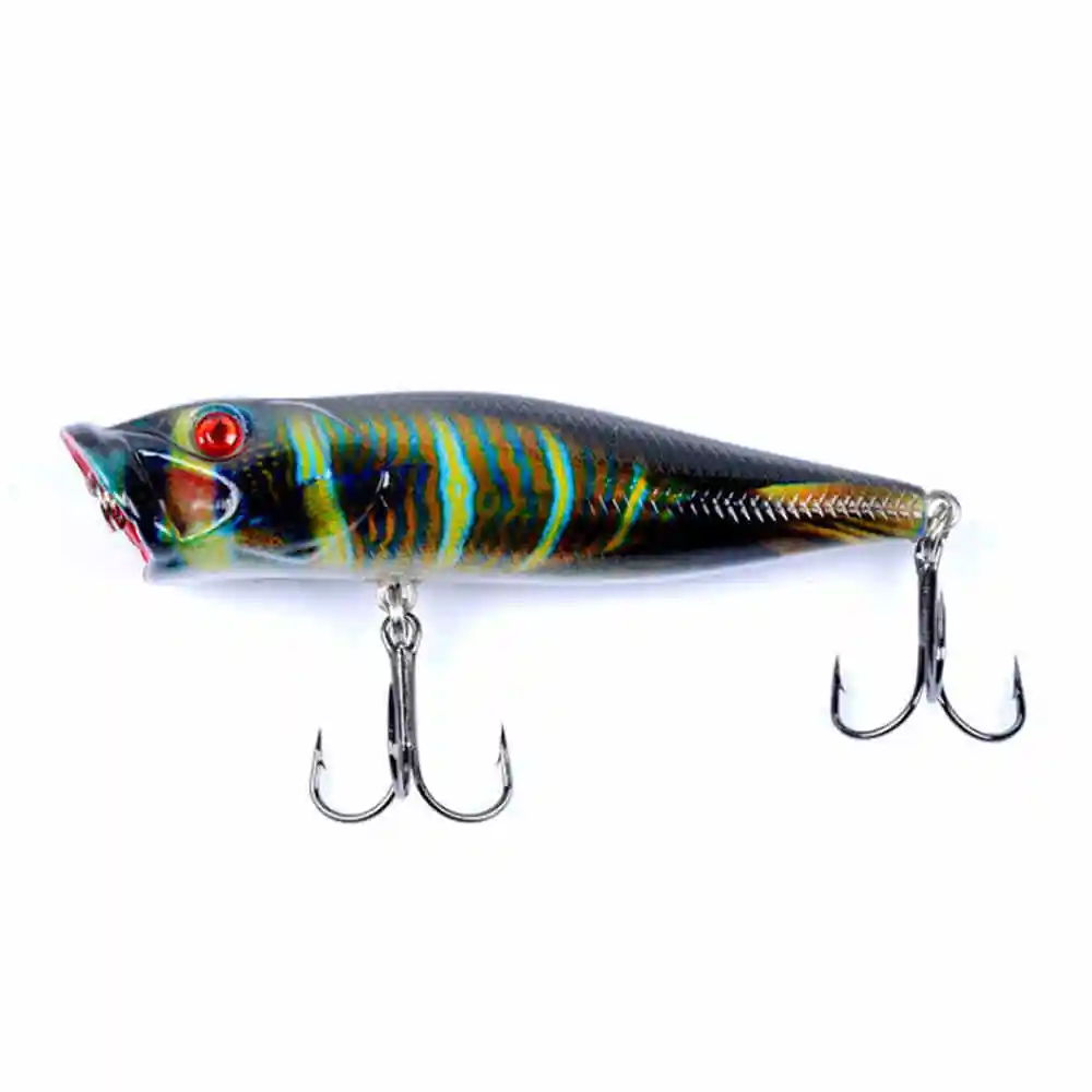 Popper Topwater Pintado – Señuelo Plástico con Ganchos de Púas - imagen 4