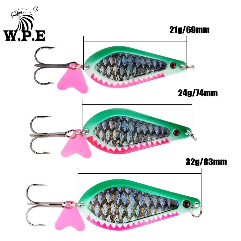 W.P.E-señuelo de Pesca giratorio con cuchara de Metal, 1 piezas, 21g/24g/32g, cebo Artificial para Lucio, trucha, aparejos de Pesca - imagen 5