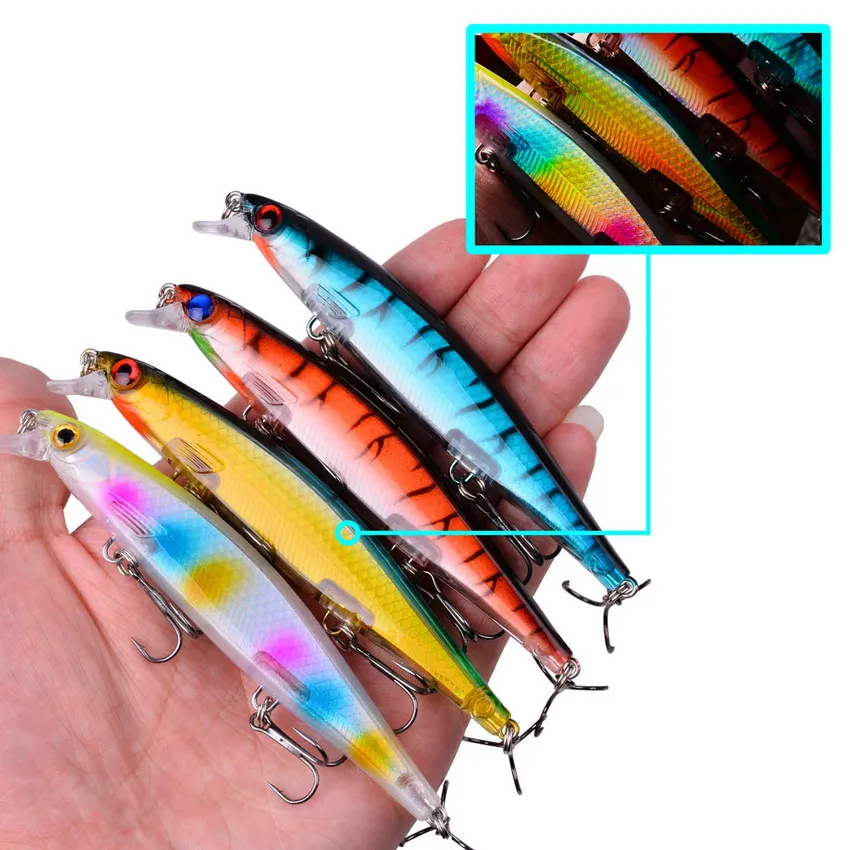 Señuelo de pesca de pececillos, cebo Artificial duro con láser, ojos 3D, 11cm, 12,9g, 0,2 m-1m - imagen 3