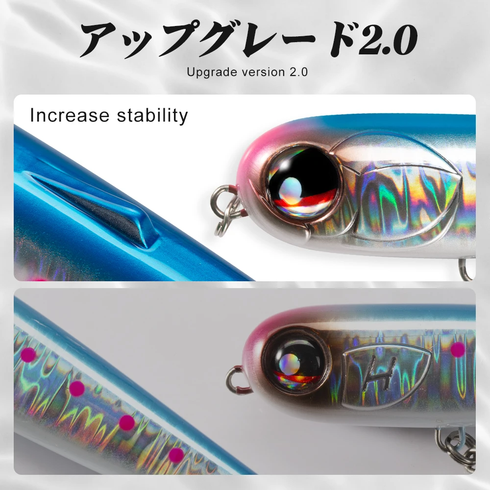 Hunthouse-señuelo tipo lápiz Poppen flotante, Wobbler de Pesca WTD 95mm/18g, superficie de agua salada, palo de Pesca, andador de plástico para lubina - imagen 5