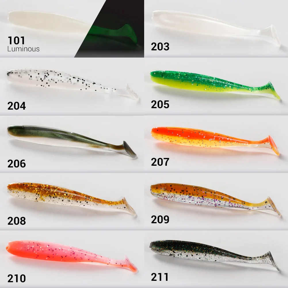 NOEBY-cebo suave brillante de 5cm, 7,5 cm, 9cm, aparejos Texas, cebos gusano, Wobblers artificiales silicona, Jig Head Swimbait para Señuelos Pesca lubina - imagen 2