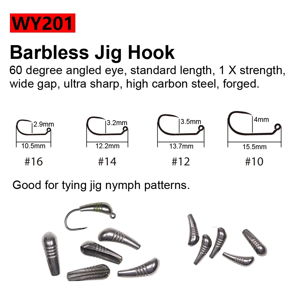 WIFREO-espigas de pesca con mosca, cuerpo pesado de tungsteno, cuentas traseras acanaladas, cuerpo de Scud/camarones/Nymph, Material de anzuelo para atar moscas, 12 unidades - imagen 5