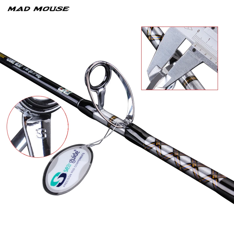 MADMOUSE-caña de juego grande, guías reforzadas de gran potencia con alto contenido de carbono, 37-60kg, 60-110lb, 1,80 m, caña de pescar para barco, 2022 - imagen 5