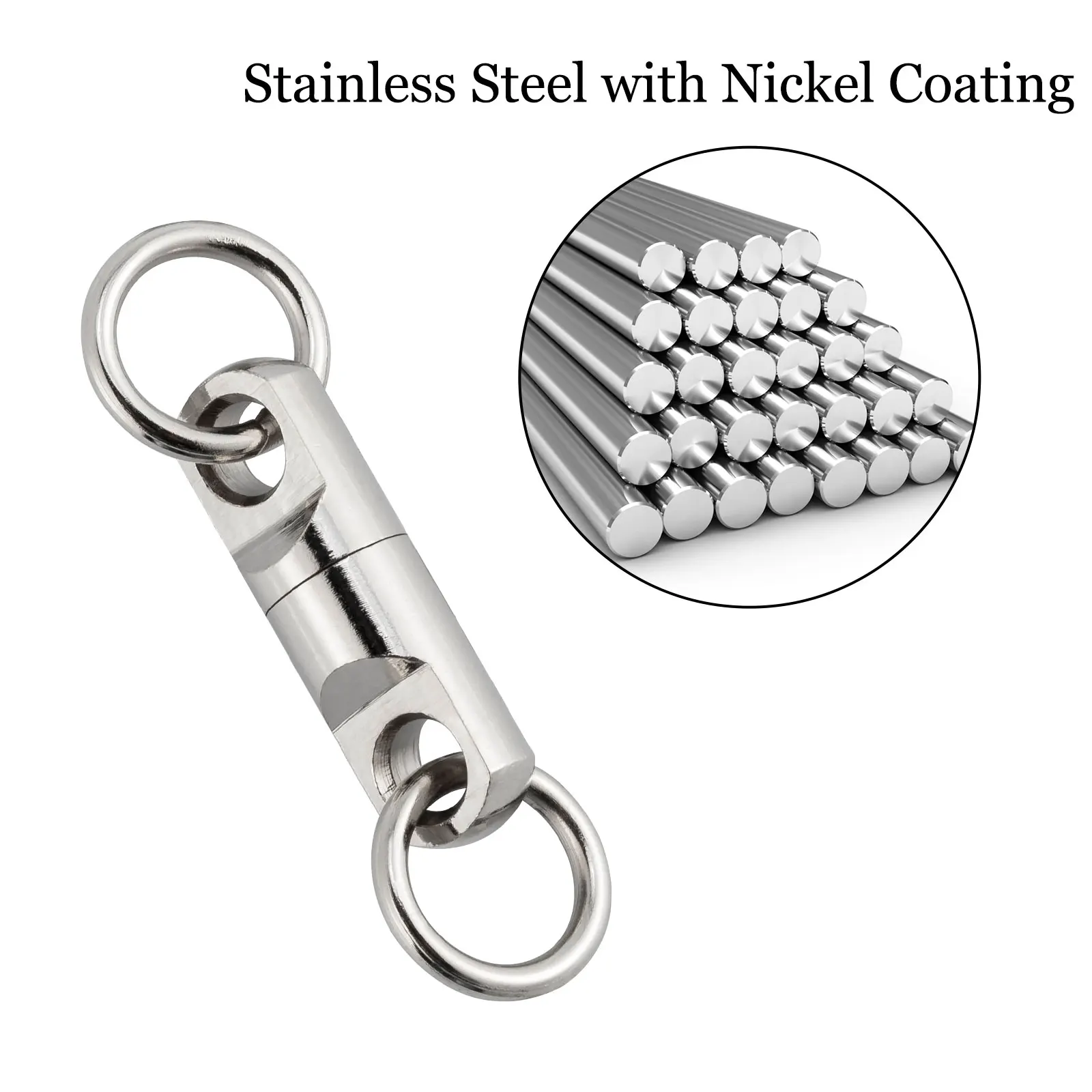 Conector de gancho de señuelo de anillo sólido de acero inoxidable, rodamiento de bolas giratorio de alta resistencia para pesca en mar, juego grande, agua salada y dulce, 10/25 piezas - imagen 5